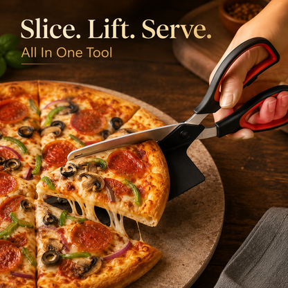 🍕 Pizza Scissors – 2-in-1 Pizza Cutter & Server for Easy Slice & Serve