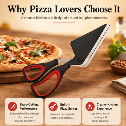 🍕 Pizza Scissors – 2-in-1 Pizza Cutter & Server for Easy Slice & Serve