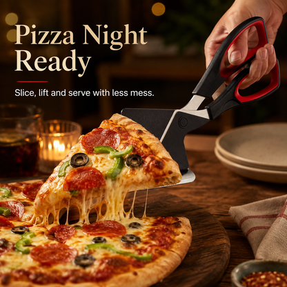 🍕 Pizza Scissors – 2-in-1 Pizza Cutter & Server for Easy Slice & Serve