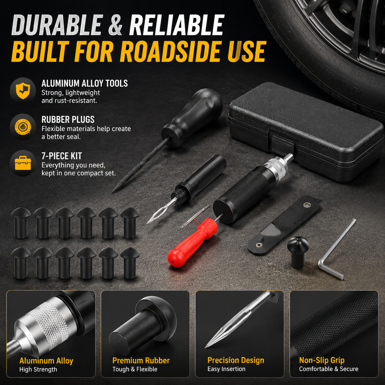 🍄 Mushroom Tire Repair Kit – Compact Roadside Puncture Tool Set