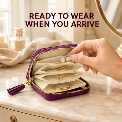 ✈️ Tangle-Free Travel Jewelry Organizer – Compact Multi-Pocket Storage Case