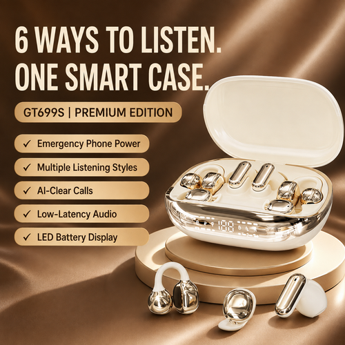 GT699S 6-in-1 Multi-Style Wireless Earbuds & Emergency Power Case ✨