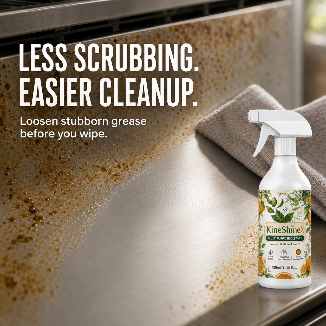 🍊 Heavy-Duty Kitchen Degreaser Spray – Less Scrubbing, Easier Cleanup