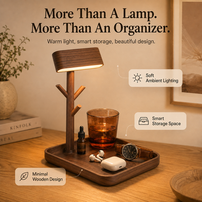 Wooden Desk Organizer Lamp