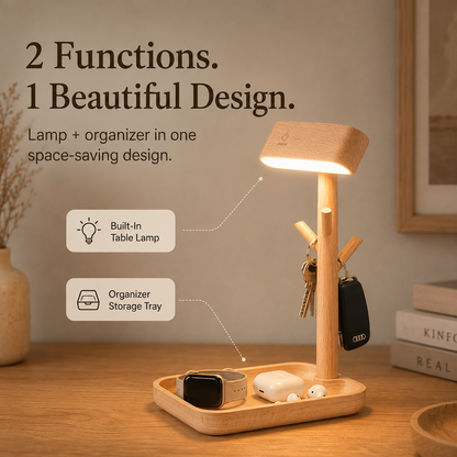 Wooden Desk Organizer Lamp