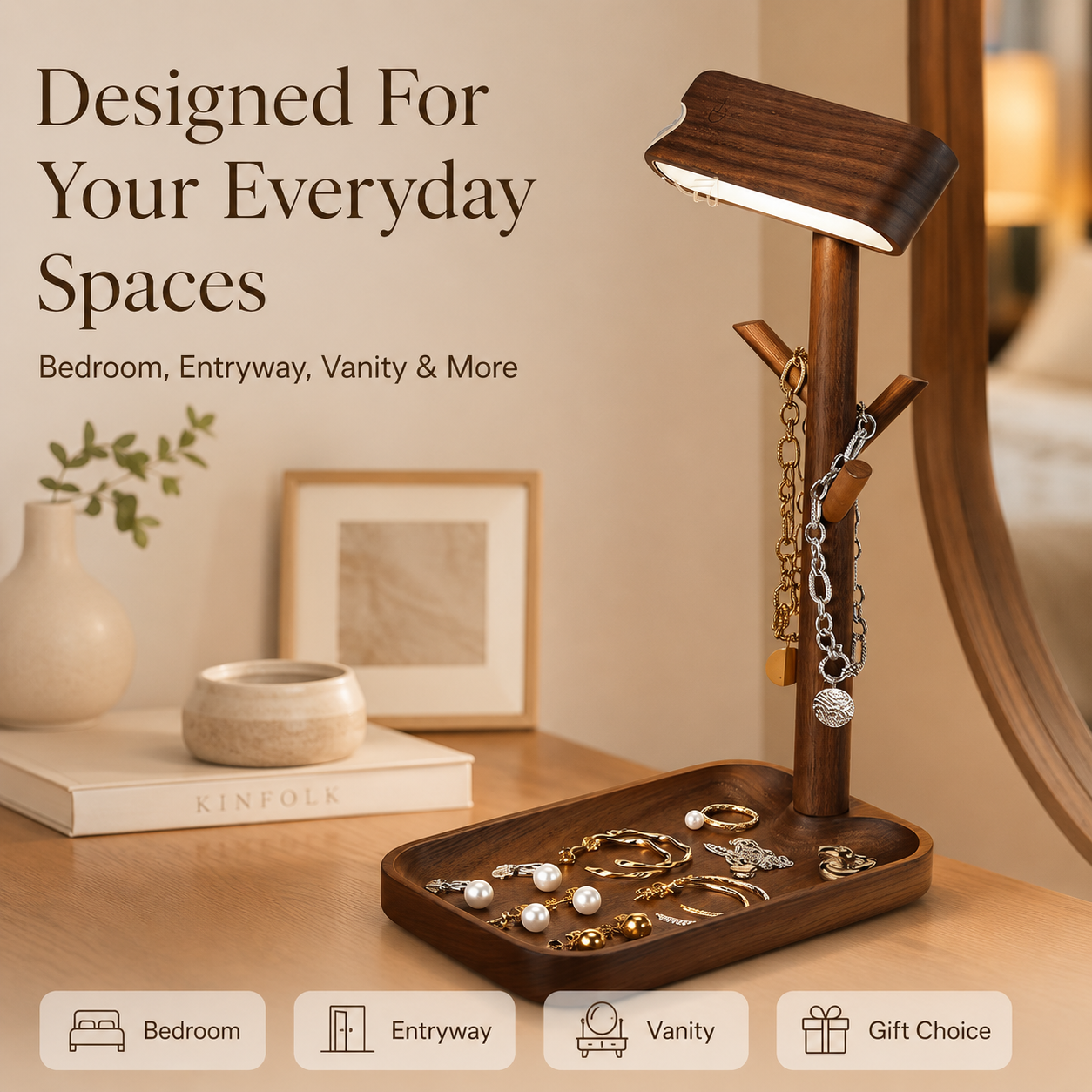 Wooden Desk Organizer Lamp
