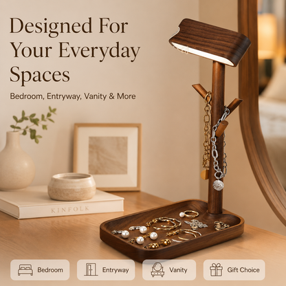 Wooden Desk Organizer Lamp