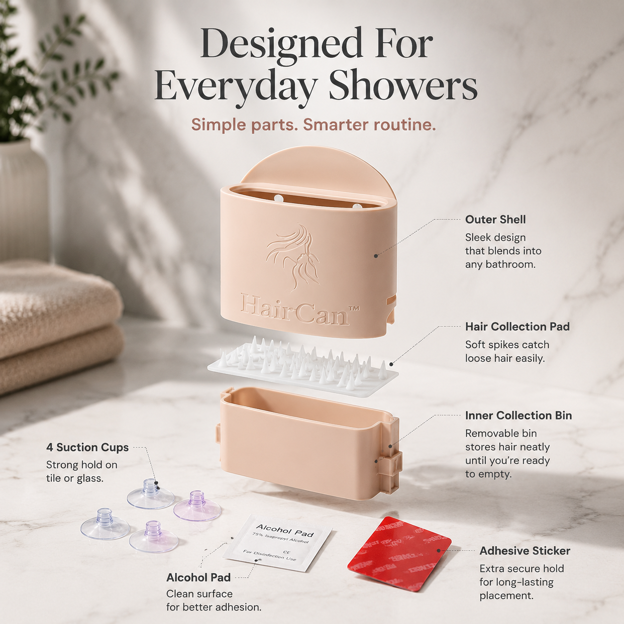 HairCan™ Shower Hair Catcher | Keep Your Bathroom Cleaner & Hair-Free 🚿