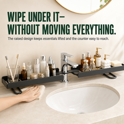 ✨ Foldable Faucet Sink Organizer Shelf – Adjustable Draining Countertop Storage Rack