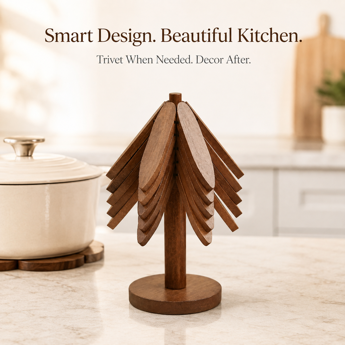 🌲 Tree-Shaped Foldable Trivet Set – 3 Heat-Protecting Pot Mats + Decorative Storage Base