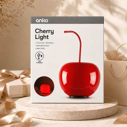 🍒 Cherry Glass Ambient Lamp – Dimmable USB Mood Light