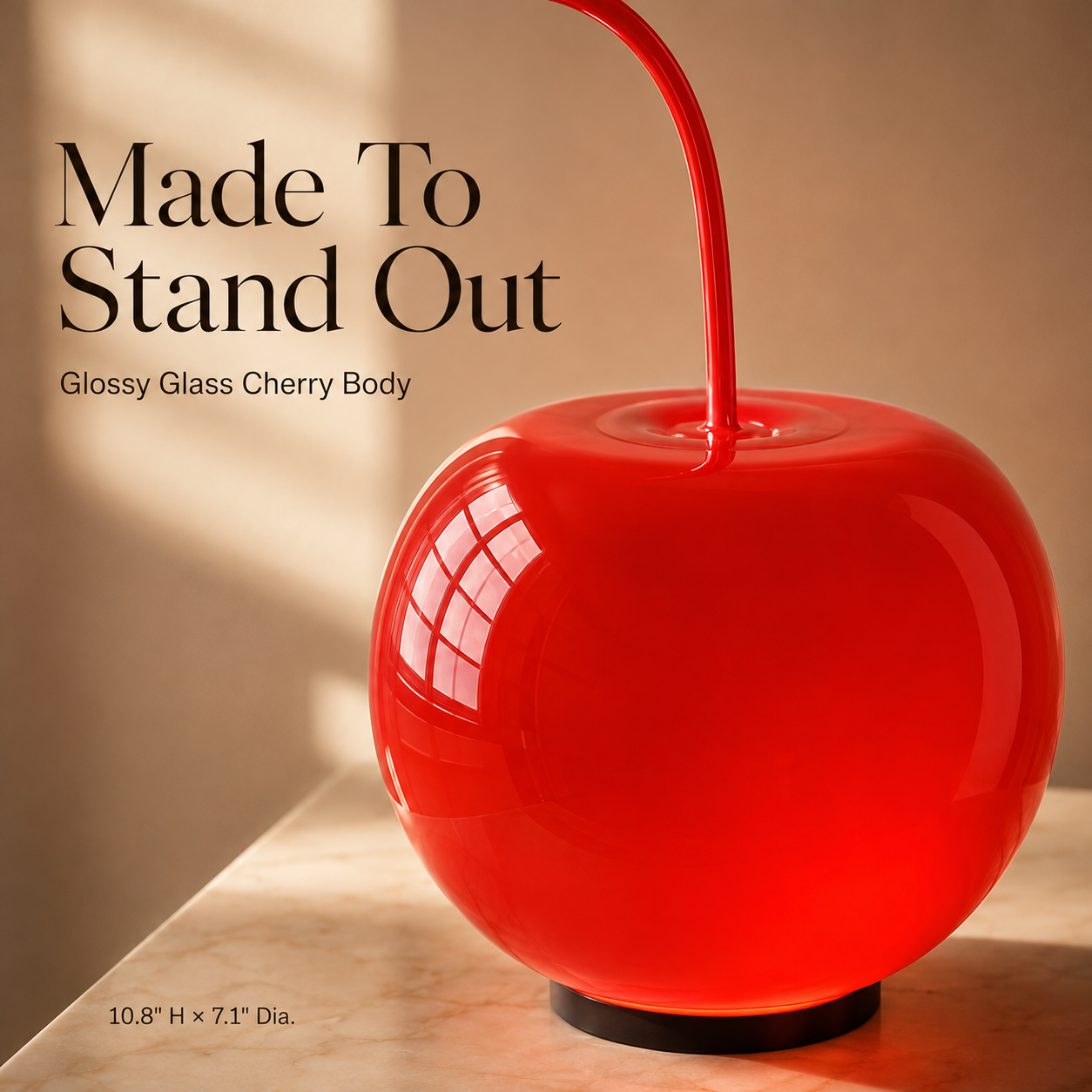 🍒 Cherry Glass Ambient Lamp – Dimmable USB Mood Light