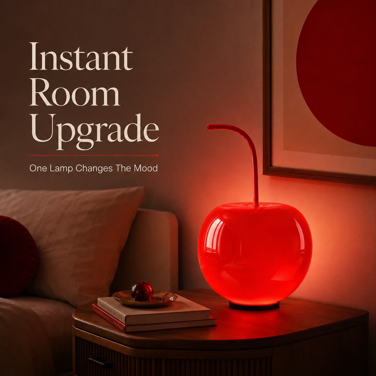 🍒 Cherry Glass Ambient Lamp – Dimmable USB Mood Light