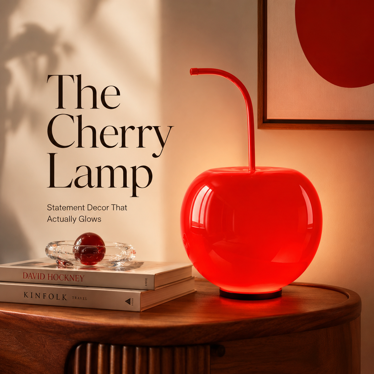 🍒 Cherry Glass Ambient Lamp – Dimmable USB Mood Light