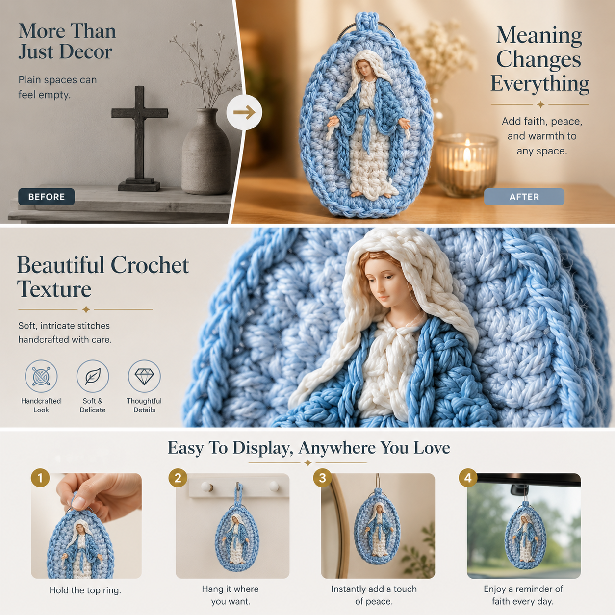 🔥 Save 29% Today——🕊️ Crochet Virgin Mary Keepsake