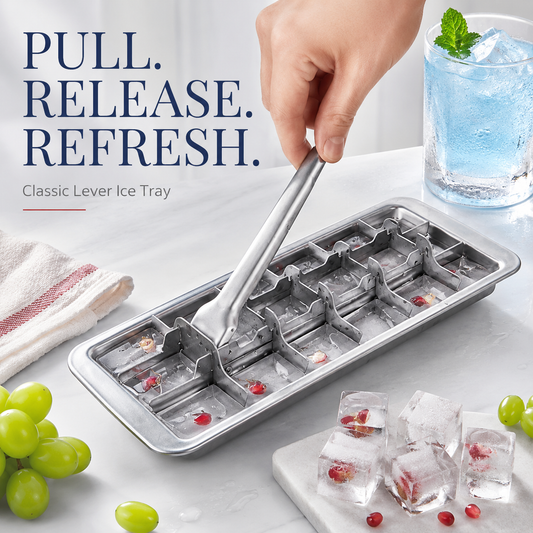 🧊Vintage Lever Ice Cube Tray | Quick-Release Metal Ice Tray