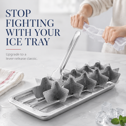 🧊Vintage Lever Ice Cube Tray | Quick-Release Metal Ice Tray