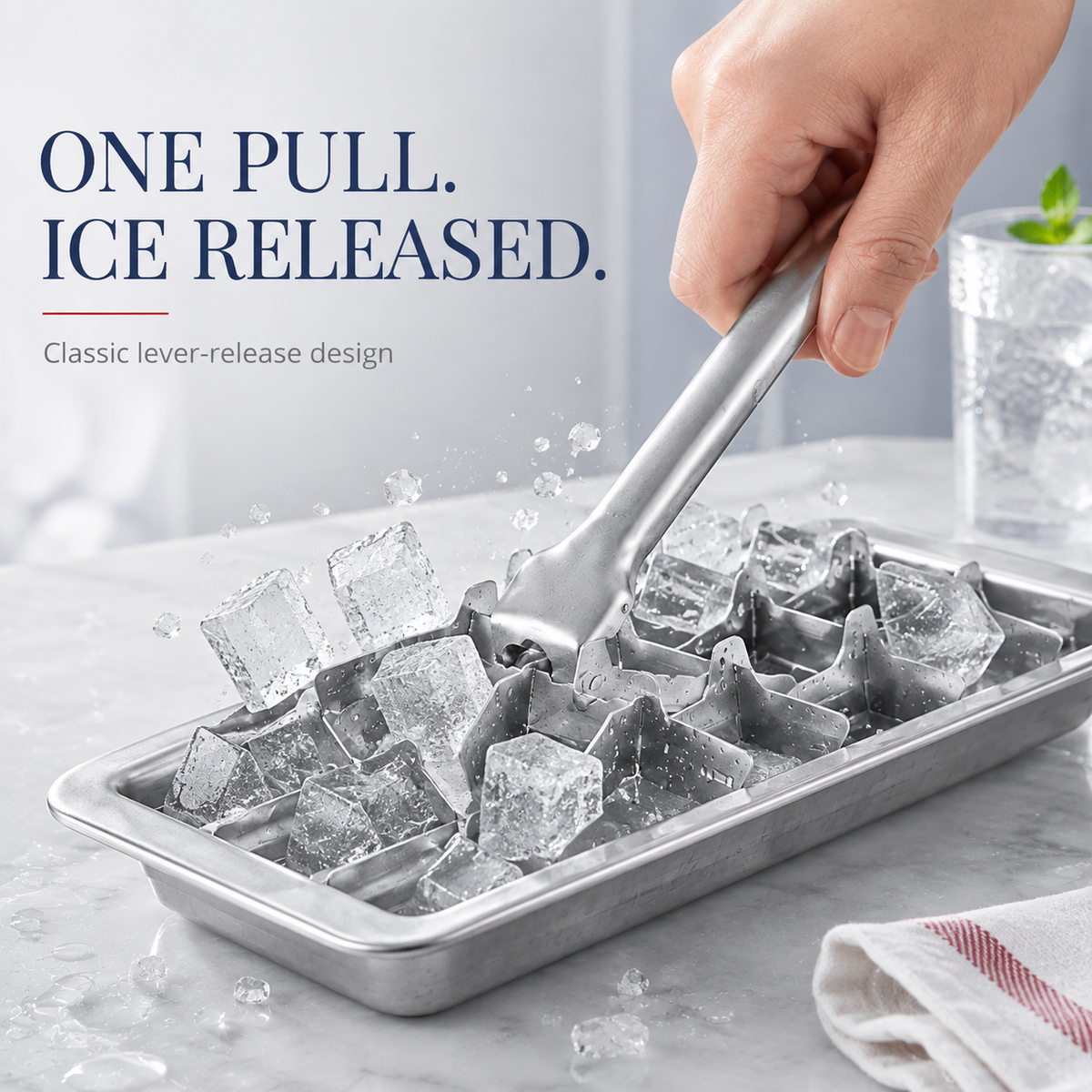 🧊Vintage Lever Ice Cube Tray | Quick-Release Metal Ice Tray