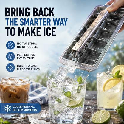 🧊Vintage Lever Ice Cube Tray | Quick-Release Metal Ice Tray