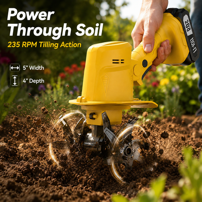 🌱 24V Cordless Garden Tiller-Lightweight power for easier weeding, loosening, and tilling.