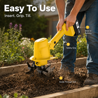🌱 24V Cordless Garden Tiller-Lightweight power for easier weeding, loosening, and tilling.