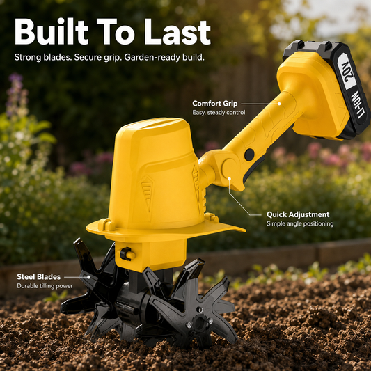 🌱 24V Cordless Garden Tiller-Lightweight power for easier weeding, loosening, and tilling.