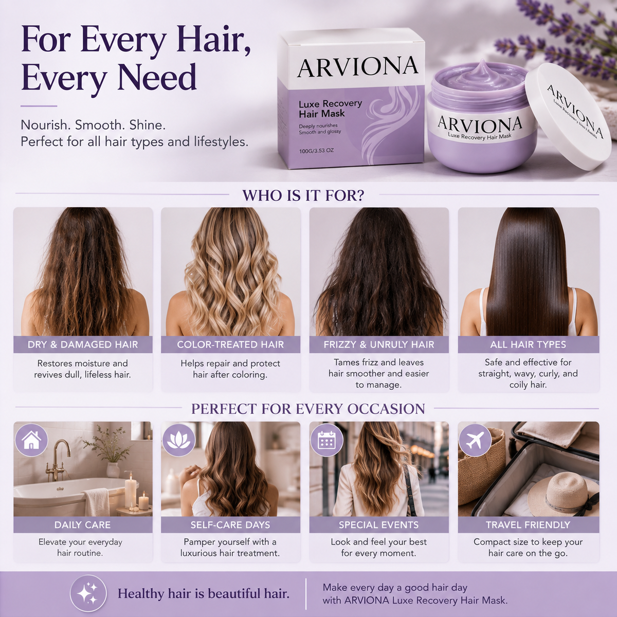 ✨ Luxe Recovery Hair Mask for Smooth & Glossy-Looking Hair
