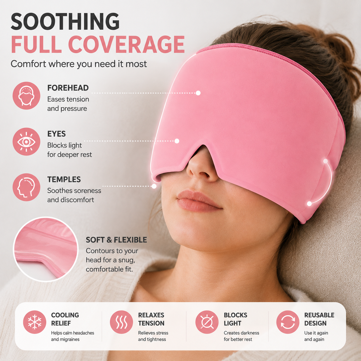 ❄️ 360° Hot & Cold Head Comfort Cap – Reusable Gel Wrap