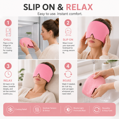 ❄️ 360° Hot & Cold Head Comfort Cap – Reusable Gel Wrap
