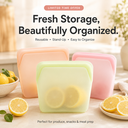 🥑5pcs Reusable Stand-Up Food Storage Bags