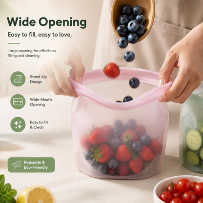 🥑5pcs Reusable Stand-Up Food Storage Bags