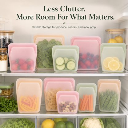 🥑5pcs Reusable Stand-Up Food Storage Bags