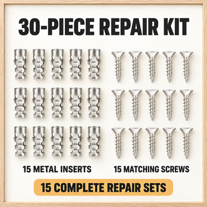 🔩 30-Piece Wood Screw Hole Repair Anchor Kit – Restore Loose Furniture Fixings