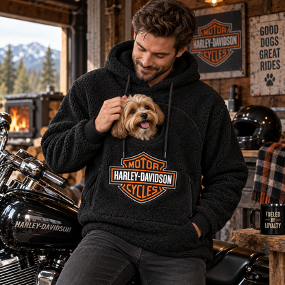 🐾 Rider Pet Carrier Sherpa Hoodie – Cozy Hands-Free Dog Carrying Hoodie