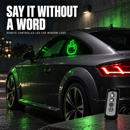 🚘 Remote-Controlled LED Car Window Gesture Light – Bright Novelty Hand Sign