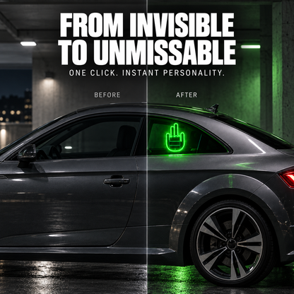 🚘 Remote-Controlled LED Car Window Gesture Light – Bright Novelty Hand Sign
