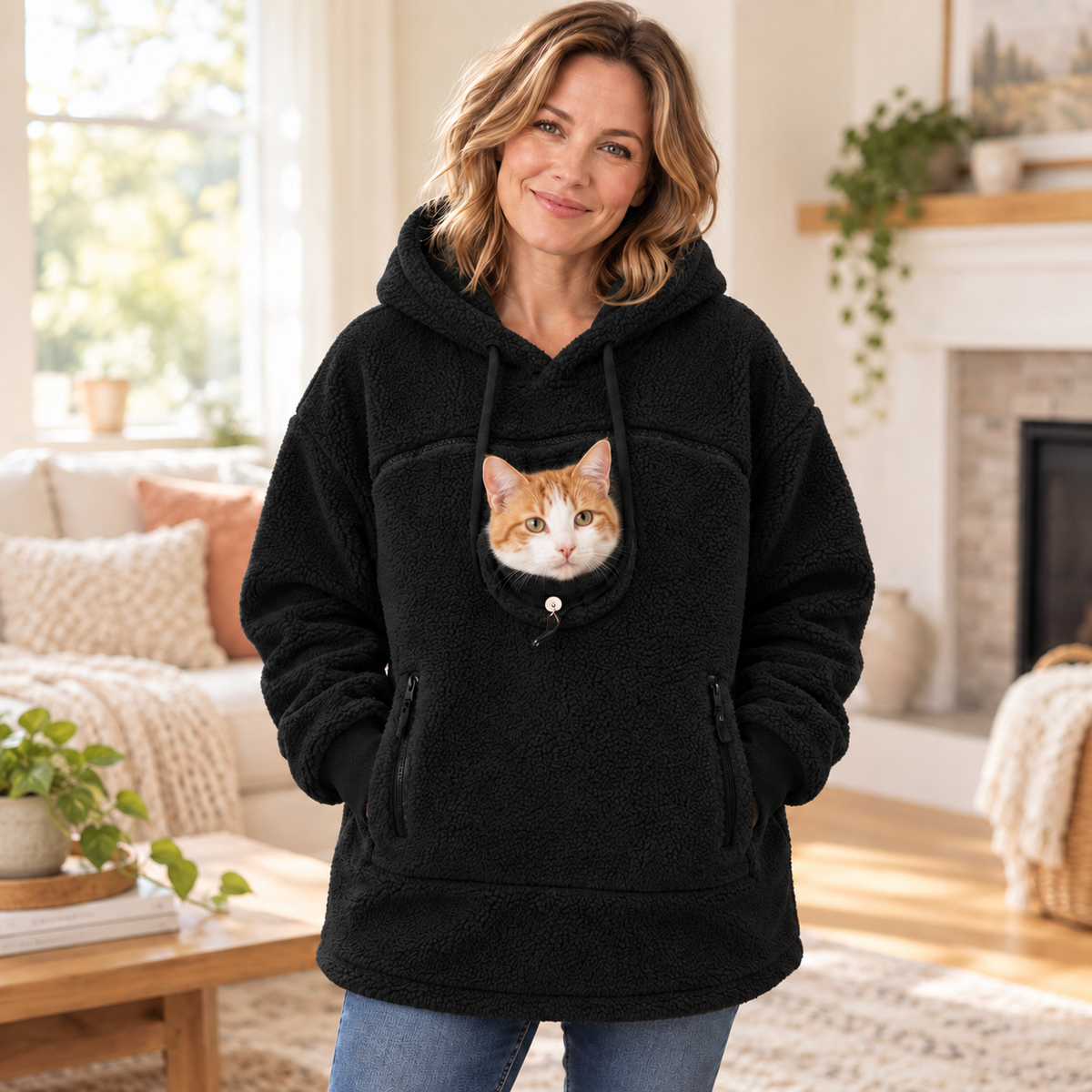🛍️ Cozy Fleece Pet Carrier Hoodie – Keep Your Cat or Small Dog Warm, Calm & Close 🐾