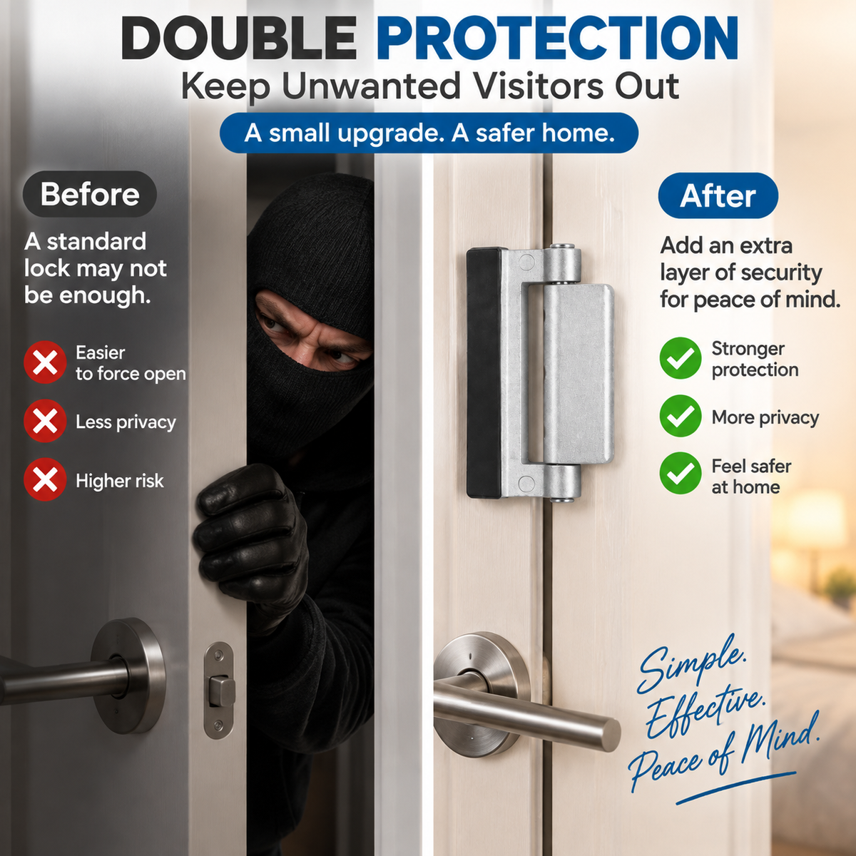 🔒 Extra Door Security Latch Add A Stronger Layer Of Protection To Your Home