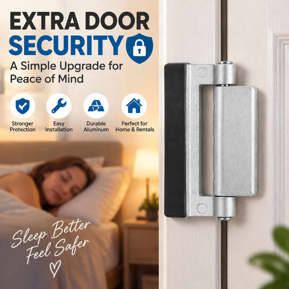🔒 Extra Door Security Latch Add A Stronger Layer Of Protection To Your Home