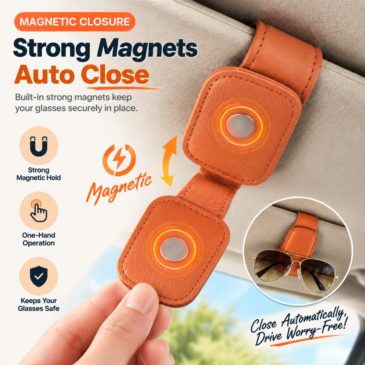 🕶️ Magnetic Car Visor Sunglasses Holder | Keep Your Glasses Always Within Reach