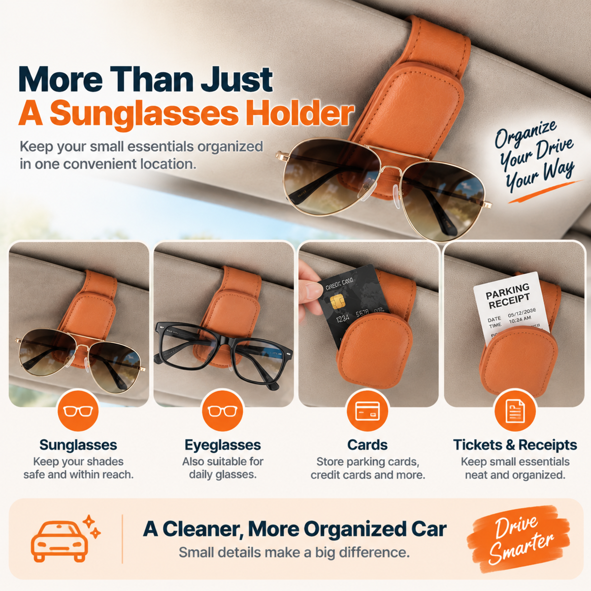 🕶️ Magnetic Car Visor Sunglasses Holder | Keep Your Glasses Always Within Reach