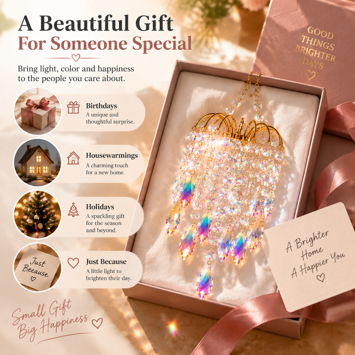 🌈 Hanging Crystal Suncatcher – Rainbow Prism Window & Home Decor