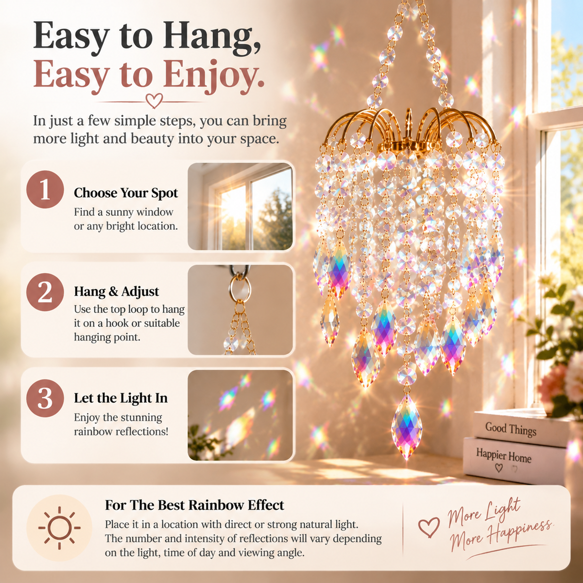 🌈 Hanging Crystal Suncatcher – Rainbow Prism Window & Home Decor