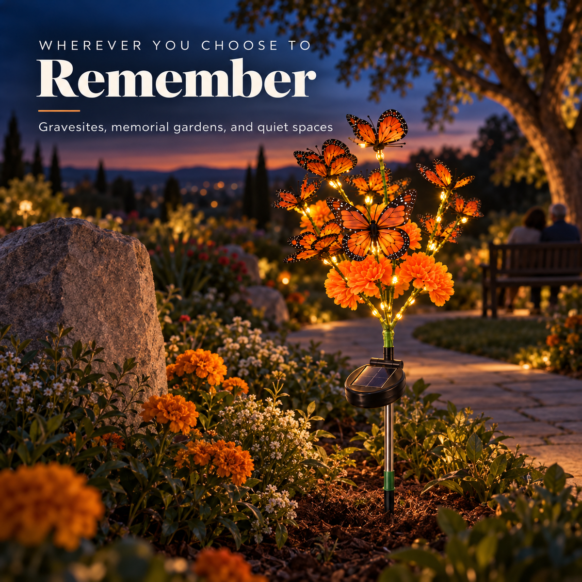 🦋 Solar Butterfly Memorial Stake Light – Día de los Muertos Tribute