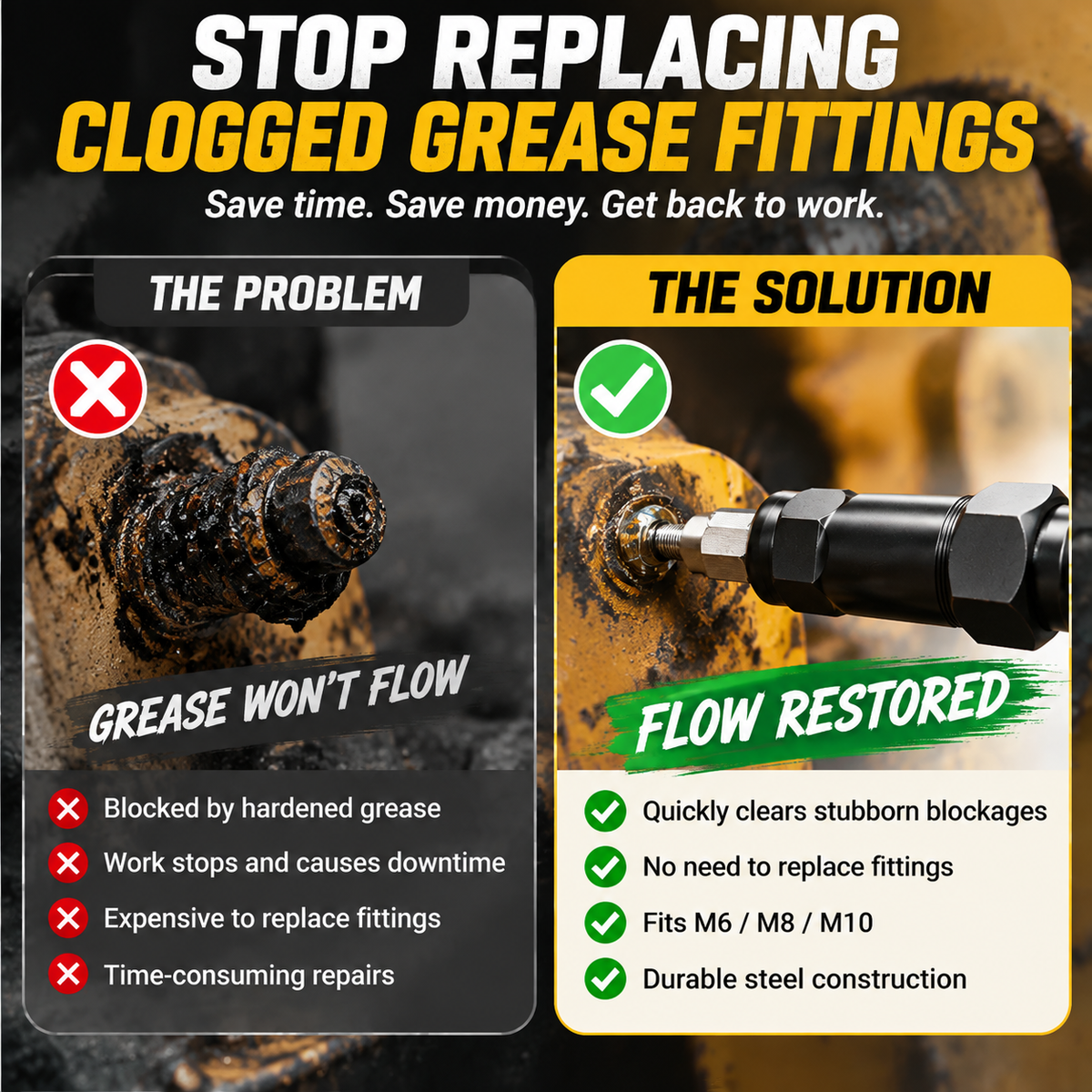 🔧 Hydraulic Grease Fitting Cleaner – Restore Blocked Grease Flow In Minutes