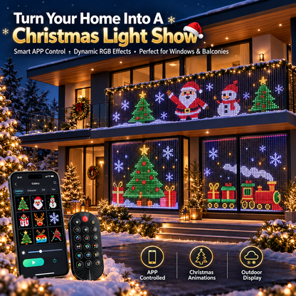 🎄 Smart RGB Pixel LED Curtain Lights | App-Controlled Dynamic Holiday Light Show for Outdoor Home Decoration