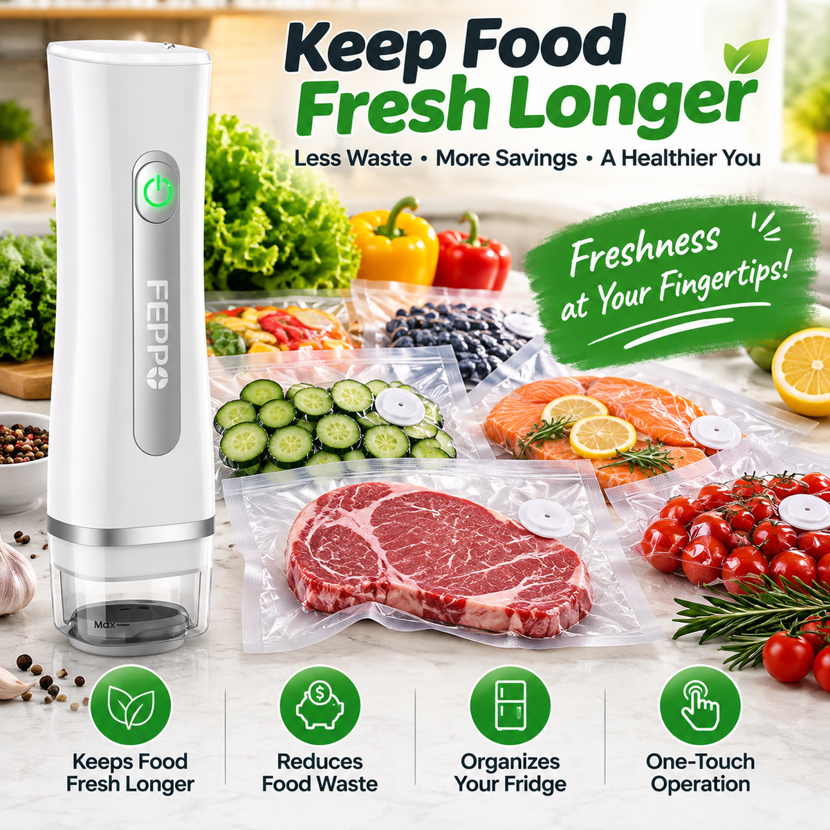 🥩 Portable Vacuum Sealer | Keep Food Fresh Longer & Reduce Kitchen Waste