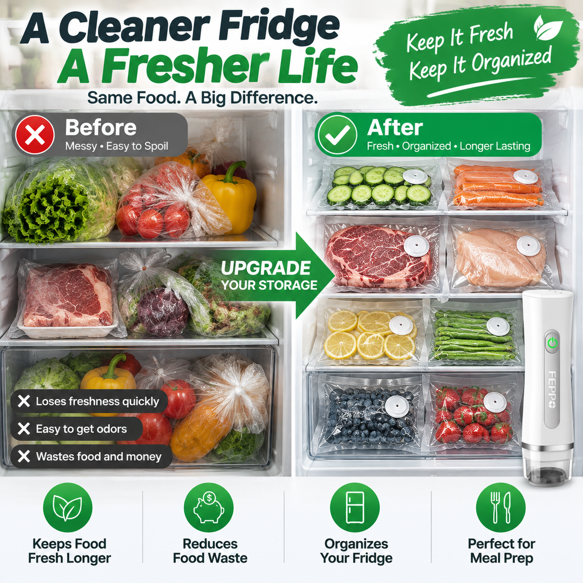🥩 Portable Vacuum Sealer | Keep Food Fresh Longer & Reduce Kitchen Waste