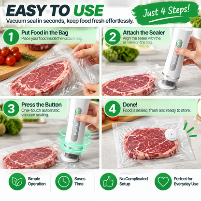 🥩 Portable Vacuum Sealer | Keep Food Fresh Longer & Reduce Kitchen Waste