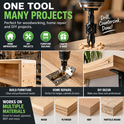 🛠️ Countersink Drill Bit Set – Create Professional Flush Screw Finishes For DIY Woodworking Projects